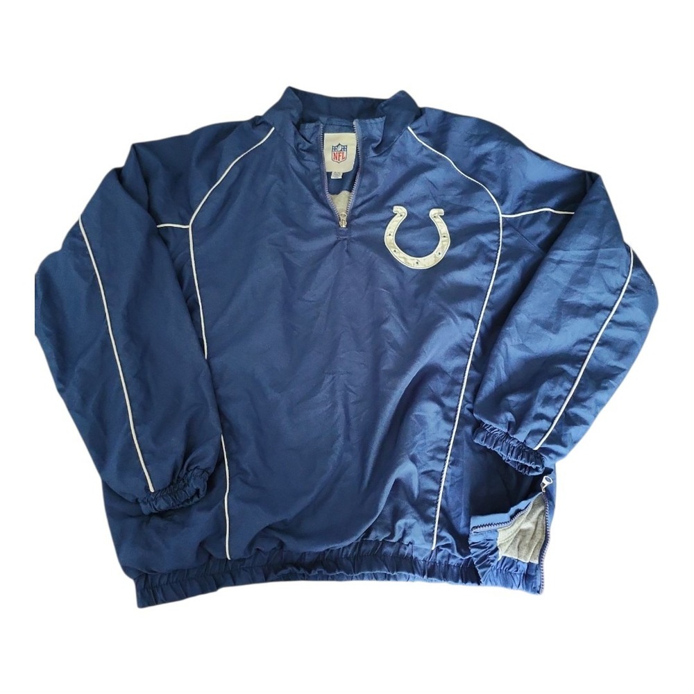 NFL Indianapolis Colts Jacket Mens 1/4 Zip Pullover Blue Size XL Signed #29